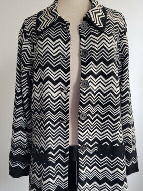 MISSONI for Target Black & White Chevron Knit Sweater Coat | Lined | Women's Med